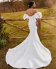 Classic Long Satin Sweetheart Wedding Dresses With Removable Sleeves Mermaid Ivory Sweep Train Vestidos de Novia Abendkleider Bridal Gowns for Women