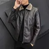 メンズレザーフェイクレザー冬のファッション暖かさの厚い革のジャケットラペルソリッドジッパーデザインプラスサイズ4xl-Mボンバーコートメンズレザージャケット231018