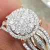 Whole-14K Rose und Gold Diamantringe Luxus Bankett Verlobung Anillos Bizuteria Edelstein Runder Hochzeitsschmuck Topas Diamond303W