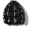 Parkas pour hommes noir brillant manteaux et veste pour hommes Harajuku coton rembourré à capuche brillant Jaqueta Masculina unisexe vêtements d'hiver 231017