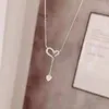 Kedjor Fashion 925 Sterling Silver Heart Pendant Halsband Diamond Stone Wedding Korea Fina smycken med 45 cm Chain Cute Girl Gift