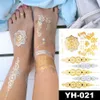 5 PC Tatouages temporaires Autocollant de tatouage imperméable Fleurs Mandala Henné Or Argent Métallique Flash Tatoo Boho Lotus Bijoux Glitter Body Art 231018