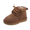 Boots Chlidren Snow Boots Girls Geniune Leather Thick Plush Warm Winter Boots Boys Suede Soft Sole Non-slip Casual Shoes Size 21-37 231017