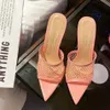 Gianvito Rossi Pantoufles à talons hauts Femmes Maille tissée Mode Sandales creuses Éraflures classiques Pointu Bout ouvert Pantoufle de luxe de créateur