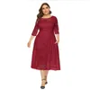 Abiti taglie forti Plus Size Mezza manica in pizzo a contrasto Semi velato Midi Prom Party Abito da sera da sposa per le donne 231017