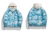 Męskie Parkas Parkas Men Winter Hooded Parka Jackets Streetwear Hip Hop krawat Dye Fuzzy Puszysty kaptur grube ciepłe płaszcze harajuku moda swoboda na świeżym powietrzu 231017