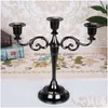 Candle Holders Metal Sier/Gold Plated Candle Holders 7-Arms Stand Zinc Alloy High Quality Pillar For Wedding Portavelas Cand Dhgarden Dhfb5