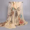 Scarves 160x50cm Georgette Chiffon Scarf Long Shawl Wraps Beach Sunscreen Hijab Elegant Thin Outdoor Flower Print
