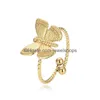 Anéis de casamento Anéis de casamento Fysara borboleta ajustável anel de aço inoxidável ouro cúbico empilhado joias de dedo para joias da moda Rin Dhrvz