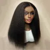 Perucas sintéticas Kinky Straight Wig 180% Densidade Preto Yaki Lace Front para Mulheres com Cabelo Bebê Sintético Temperatura de Calor Sem Cola 230227