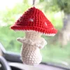 Decorative Flowers Handmade Crocheted Mushroom Pendant Artificial Plants Car Interior Rearview Mirror Accessory Unique Gift Idea Home