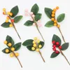 Decorative Flowers Christmas Tree Home Store Decoration Artificial Berry Branch Red Gold Cherry Stamen Mini Fake Pearl Beads For DIY Party