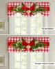 Curtain Christmas Red Plaid Bow Window Curtain Living Room Kitchen Cabinet Tie-up Valance Curtain Rod Pocket Valance 231018