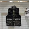 Automne hiver nouveau col montant pour femmes design de luxe strass paillette brillant bling coton rembourré gilet manteau SMLXLXXL