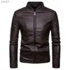 Men's Leather Faux Leather 2023 Hommes vestes en cuir automne hommes veste en cuir PU hommes à la mode nouvelles vestes minces col montant PU Leather JacketL231018