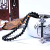Ganze schwarze Obsidian Naturstein Armbänder 8mm Runde Perlen mit Closs Anhänger Halskette Energie Stein Armband Jewelry246R