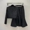 Survêtements pour femmes 2023 Automne-Hiver Costume De Célébrité Bow Sequin Veste Courte Taille Haute Jupe En Queue De Poisson Midskirt Rétro Tweed