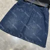 Inverted Triangle Party Dress Women Patchwork Denim Dresses Fashion Luxury Brand Dress with Belt