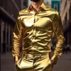 Chemises habillées pour hommes Chemise à revers boutonnée pour hommes Chemise à manches longues pour hommes Brillant Casual Glitter Mode Élégant