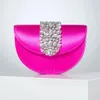 Evening Bags Shiny Half Round Satin Bag Elegant Boutique Metal Ring Handle Clutch Purses And Handbags Wedding Party 231017