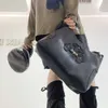 Echt lederen totebag heren dames schoudertassen designer tas zilveren kruis klinknagel handtas grote capaciteit boodschappentas punk stijl motorfiets b ag