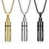 Pendant Necklaces Men Glass Cylinder Essential Oil Perfume Necklace Cremation Stainless Steel Male Choker Jewelry212J