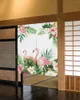 Curtain Flamingo Door Tropical Leaves Flower Watercolor Kitchen Noren Curtains Japanese Decoration Entrance Partition