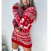 Sukienki swobodne długie rękaw ciepłe zagęszczenie pullover top skoczek seksowna pochwa bodycon sweter vestidos 2023 Xmas Look Women Knitted Sukienka