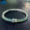 Ventes d'usine exquise 925 argent Sterling Moissanite Tennis Bracelet chaîne 3mm 4mm femmes bleu vert Moissanite Tennis chaîne