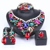 Women Bridal Jewelry Sets Wedding Necklace Earring Bracelet Ring For Brides Bridesmaid Party Accessories Crystal Decoration