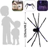 Outros suprimentos para festas de eventos 125 cm Preto Assustador Gigante Simulação Aranha com Enorme Roxo LED Luz Assombrada Adereços Interior Ao Ar Livre Decoração de Aranha de Halloween 231017