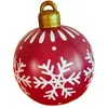 Juldekoration utomhus gård boll pvc uppblåsbar leksak 60 cm röda snöflingor randgittertryck xmas prydnadsbollar hem gåvor för kvinnor