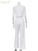 Women's Tracksuits Clacive Summer White Linen Two Piece Set For Women Fashion Sleeveless Tank Top In Matching High Waist Wide Pants Set 231018