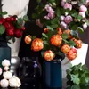 Fleurs décoratives couleur automne, bourgeon de pivoine fait à la main, rétro bord brûlé, Simulation de fleur séchée, décoration pour salon