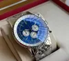 U1 Top AAA Breitling B01 B06 orologio al quarzo da uomo colore blu calendario 43 mm quadrante movimento al quarzo giapponese VK cassa in acciaio pregiato orologio da uomo specchio minerale resistente ai graffi 425