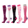 Men's Socks Fashion Men Compression 3Pairs Lot Varicose Veins Sports Running Women Knee High Travel Nurses Heart Stocking290V