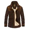 Männer Casual Hemden Männer Hemd Winter Dicke Plus Samt Warme Plaid Kleid Langarm Slim Fit Camisa Social