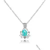 Pendant Necklaces Luminous Necklaces Glow In The Dark Moon Lotus Flower Shaped Statement Sier Chain Pendant For Women Yoga Prayer Budd Dhokp