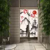 Rideau peinture à l'encre japonaise porte coucher de soleil fleurs montagne cloison rideaux drapé décor cuisine entrée suspendu demi-rideau