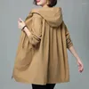 Trench da donna Cappotto Donna 2023 Primavera Autunno Solido Cerniera allentata Giacca a vento femminile di mezza età Cappotto Gabardina Mujer M-5XL N97