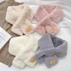 Sciarpe Inverno Morbido Peluche Sciarpa Croce Per Le Donne Ragazza Orso Del Fumetto di Colore Solido Collo Collare Pelliccia Sintetica Scaldacollo Snood Fazzoletto da collo