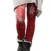 Women's Leggings Red Christmas Tights High Waisted Thermal Lightweight Sweatpants Snowflake Yoga