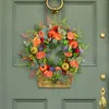 Decorative Flowers Oh Happy Day Sign 2024 Thanksgiving Wreath Harvestes Festival Vine Autumn Pumpkin Door Hanging Garden Decoration