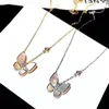 Vivid brillante diamante circón hermosa mariposa diseñador de moda collar corto gargantilla colgante para mujeres niñas oro rosa plata293A