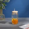 Mazoho USA CA Entrepôt en vrac en gros de 16 oz en verre givré clair peut sublimation bocal large gobelet avec couvercle et paille