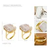 Cluster Rings BaroqueOnly Natural Freshwater Baroque Pearl Ring Retro Style 14K Notes Gold Irregular Shaped Square RFB1228b