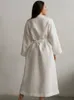 Vêtements de nuit pour femmes Linad Robes blanches pour femmes lâches manches longues col en V ceintures 2023 automne décontracté peignoir femme solide pyjama poches