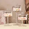 Backformen Werkzeuge Glas Candy Can Mit Deckel Hohe Fuß Kuchen Platte Transparente Lagerung Tank Display Obst Dessert Hochzeit Hause Dekoration tablett