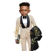 Formal Khaki Boys Tuxedo Suit Shawl Lapel Vintage 3 Pieces Slim Fit Jacket Vest Pants Suit Set Child Party Suits For Wedding