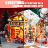 Decorações de natal de madeira diy brilhante casa quebra-cabeça ornamentos brinquedos artesanais luzes led decoração de mesa ano 2024